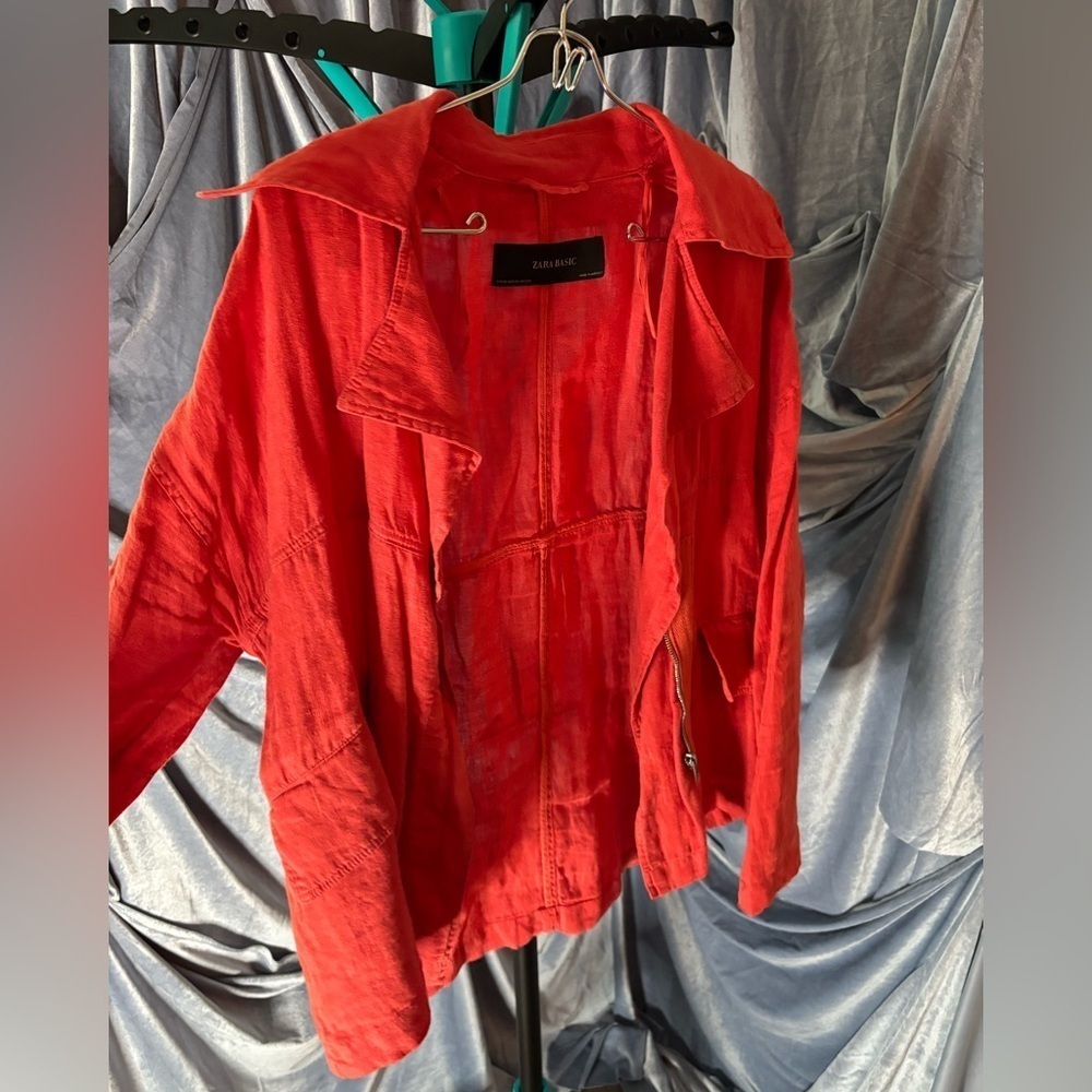 Zara 100% linen red jacket size XS